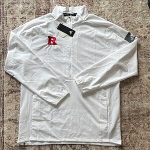Adidas Men's White Lightweight Long Sleeve with Rutgers Logo - 1/2 Zip Climalite